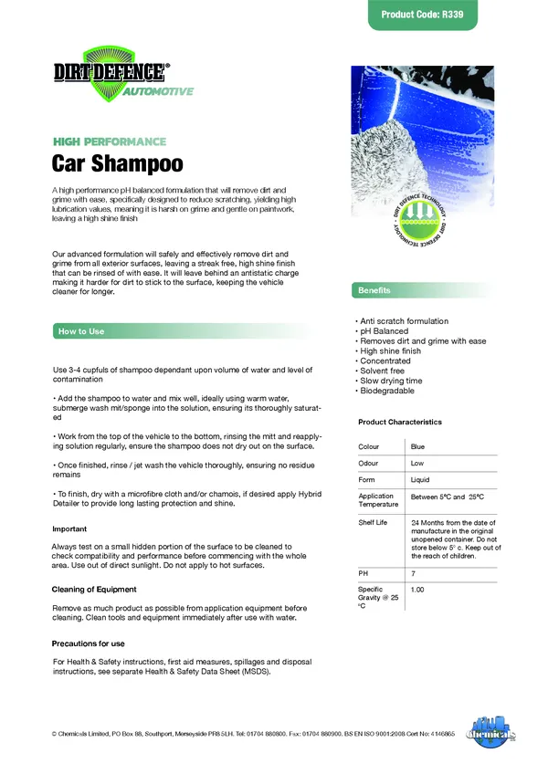 Car Shampoo Datasheet PDF 